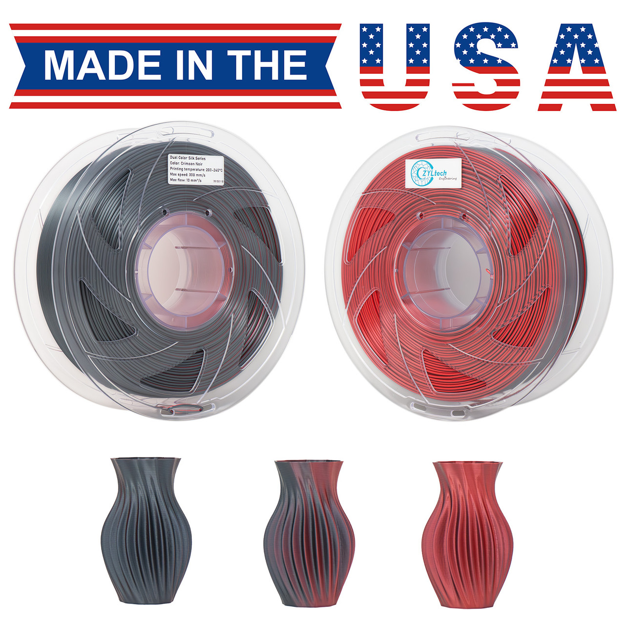 Dual Color Crimson Noir Silk